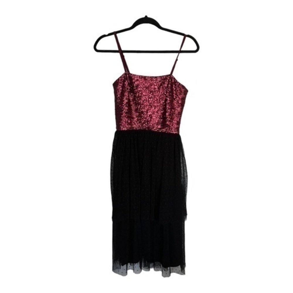 Dress The Population Kady Merlot‎ Sequined Black Tiered Tulle Dress Size XS New